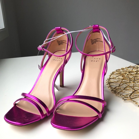 A new day Kayce Metallic Pink Open Toe High Heels - Picture 2 of 8